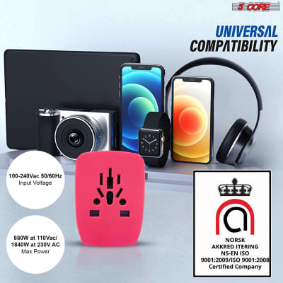 5 Core  Charger Universal Adapter Multi Outlet Port All In One Multi Cable Multiple Phone Charge Wall Plug UTA R image 11