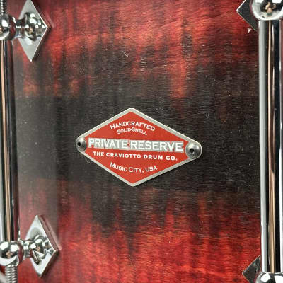 Craviotto 6.5x14" Private Reserve Solid Curly Maple Snare Drum - 2023 Red/Black Satin Duco Fade image 8