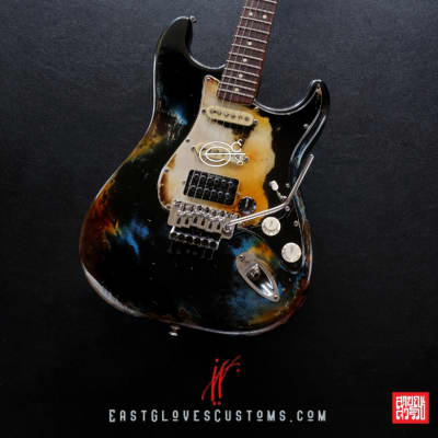 Fender Stratocaster Floyd Rose Black/Blue Heavy Aged Relic by East Gloves Customs[$280 Off for Limited Time Only] image 7