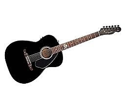 Fender Avril Lavigne Newporter 2014 Black Acoustic Electric Solid Mahogany Top image 1