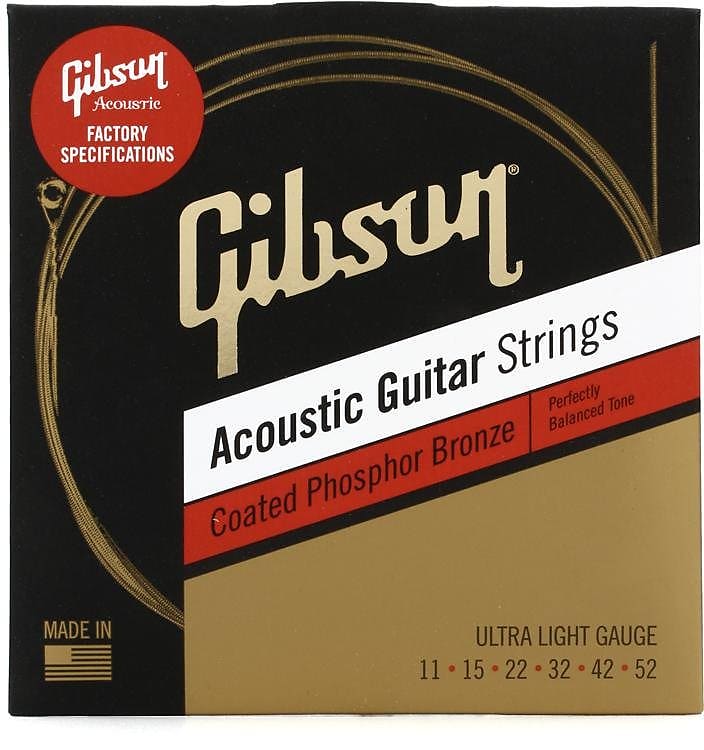 Gibson 11-52 Acoustic Guitar Strings Coated Phosphor Bronze - Perfectly Balanced Tone - Made in the USA image 1