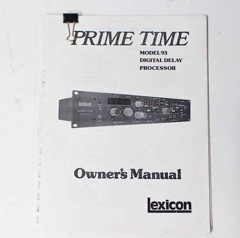 Lexicon Prime Time Model 93 Digital Delay Processor Owners Reverb UK