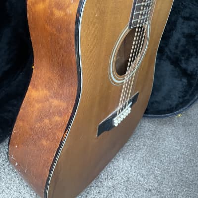 unknown make 12 string acoustic guitar  1970s? solid wood with martin tuners and hard case image 4