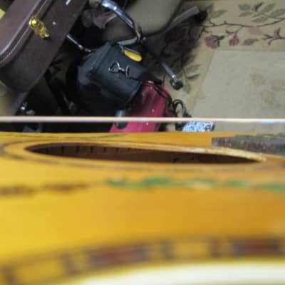Unknown Parlor Acoustic Guitar 30s/40s art deco soso player w/intonation issues image 19