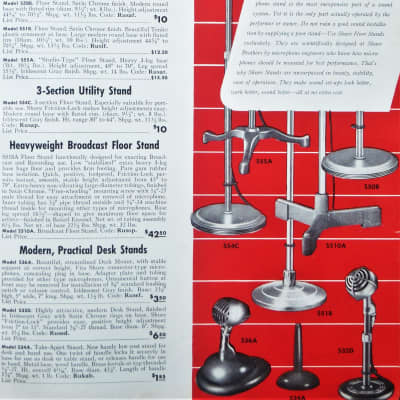 Vintage 1940's Shure 737A crystal super cardioid microphone w period S-36 desk stand PROP DISPLAY image 4