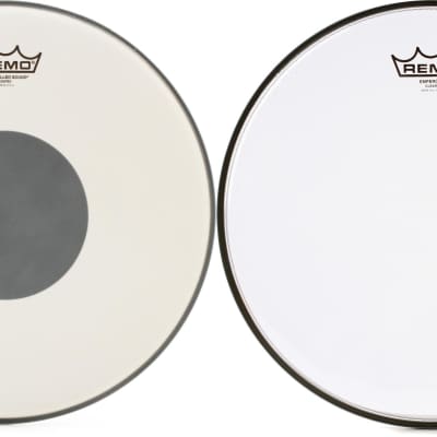 Remo Controlled Sound Coated Drumhead - 14 inch - with Black Dot  Bundle with Remo Emperor Clear Drumhead - 13 inch image 1