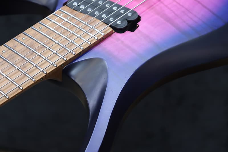 NK Guitars 7-String Headless Flame Top Purple Blue Burst Electric