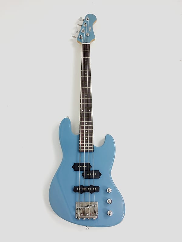 1/2 Haze 4-String Short Scale Electric Bass Guitar, Vintage aqua blue, Free Bag ,Tuner,3 Picks SBG-387BL image 1