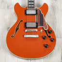 D'Angelico DADMINIDCRUSSNS Deluxe Mini DC Semi-Hollow Guitar, Limited Rust
