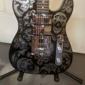 Normandy Guitars Alumicaster Custom  - Silver Metallic Zombie Skulls Airbrush **REDUCED** image 2