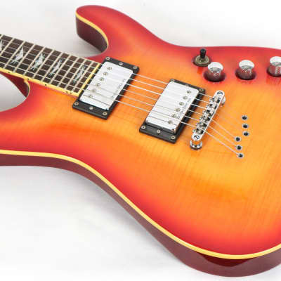 Schecter Diamond Series C1 Plus Flame Top Cherryburst Electric Guitar image 5