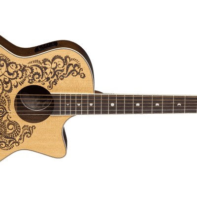 Luna Guitars Henna Paradise Select Spruce Acoustic-Electric Guitar Satin Natural Support Indie Music image 2