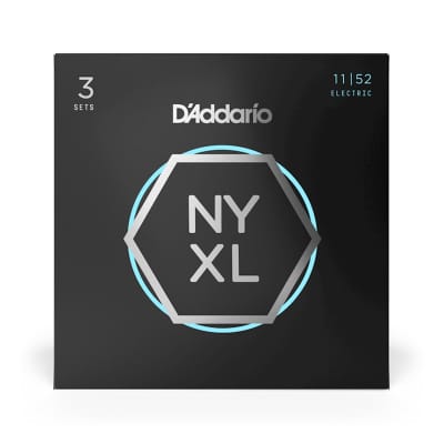 D'Addario NYXL1152 Nickel Wound Medium Top / Heavy Bottom Electric Guitar Strings, 11-52 (3) 2020