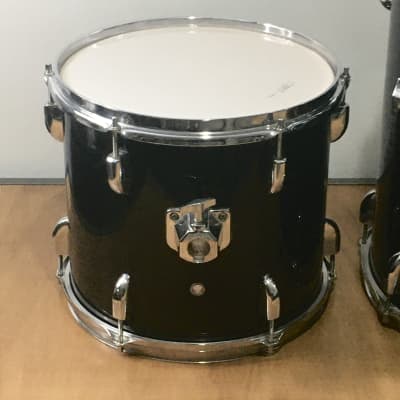 3 Vintage 1990s Groove Percussion Black Power Toms 12/13/16 Acoustic Drums 16x16 Floor Tom + Legs image 4