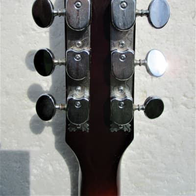 Conrad Violin Shape Guitar, 1960's,  Sunburst, Hang Tags, Scroll Headstock, Original Case image 20