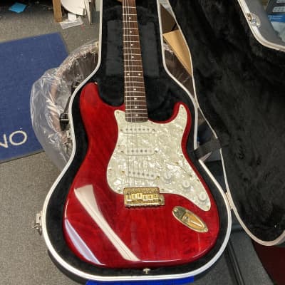Squier Pro Tone Stratocaster 1997 in Crimson Red Transparent w/HSC image 10