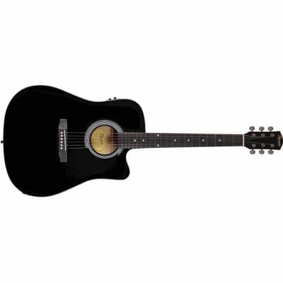SQUIER - SA-105CE  Dreadnought Cutaway  Stained Hardwood Fingerboard  Black - 0930307006 for sale