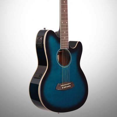 Ibanez TCY10E Talman Cutaway Acoustic-Electric Guitar, Transparent Blue Sunburst image 5