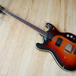 1966 Mosrite Joe Maphis Vintage Hollowbody Electric Bass Guitar Sunburst image 14