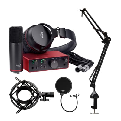 Focusrite Scarlett Solo Studio 4th Gen USB Audio Interface with Mic Preamp and Air Mode - Easy Setup Bundle with Pop Filter, Microphone Stand, and Shock mount (4 Items) image 1