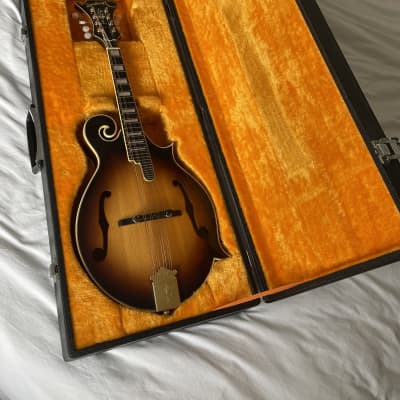 Vintage F Style Mandolin. JAPAN 1970's. ‘Bradley’ brand. K&K Pickup installed with hard case. Book matched flame maple with DOUBLE SNAKE EYES. image 3