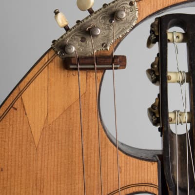 Luigi Mozzani  Lyre Harp Guitar,  c. 1905, ser. #111, black hard shell case. image 13