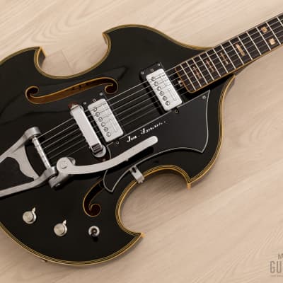 1960s Firstman Liverpool 67 Special Vintage Hollowbody Guitar Black w/ Case & Tags, Japan image 1