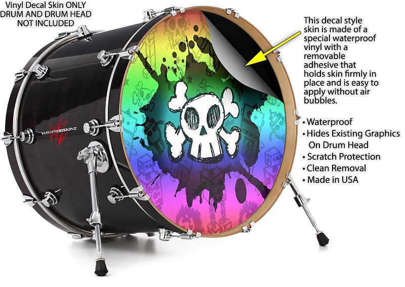 Custom 20 Bass Drum Head DECAL Skin Wrap Kick Sticker Vinyl FREE DESIGN