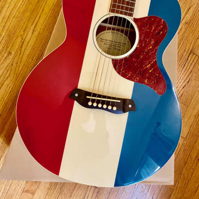 Vintage Buck Owens Acoustic Guitar Red, White+Blue By Fender Americana New In Box, Old Stock Harmony image 1