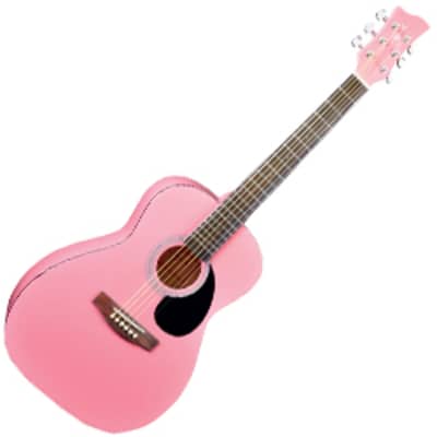 Jay Turser JJ43-PK Dreadnought Basswood Body 3/4 Size Mahogany Neck 6-String Acoustic Guitar - Pink image 1