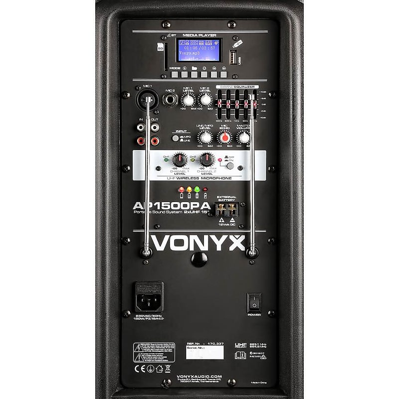 Vonyx AP1200PA Portable PA System with Bluetooth + Mics & Headset