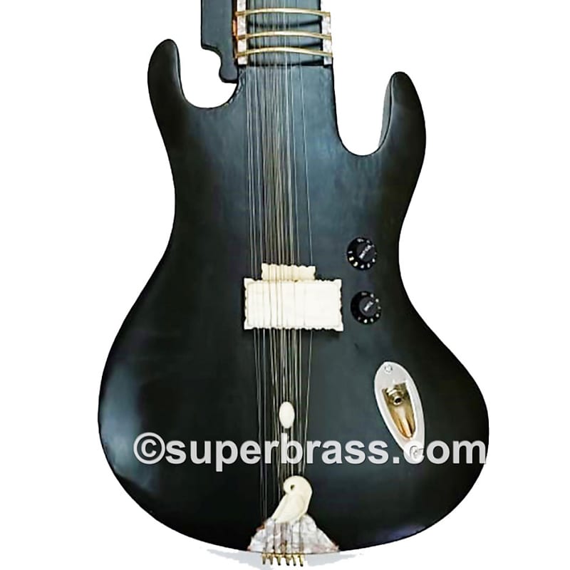 Classic Matt Black Indian Acoustic Electric Sitar Guitar Reverb