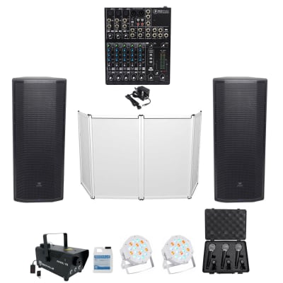 JBL DJ PACKAGE w/ 2) Dual 15” Speakers+Mackie Mixer+Facade+Mics+Fogger+Par Cans image 13