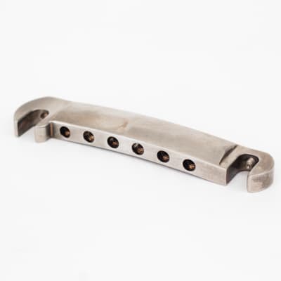 Wrap-Around Compensated Tailpiece, 1953 - 1960 Gibson Replacement Bridge “Stud Finder” (Aged Nickel) image 1