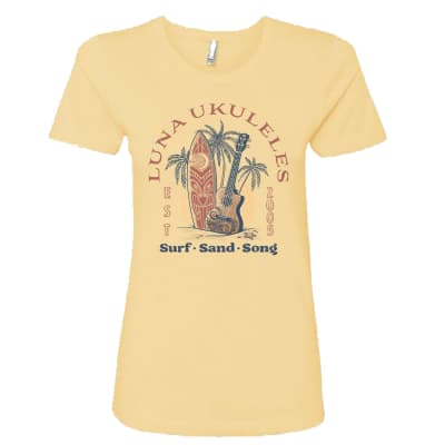Luna Guitars Ladies Luna Ukes T-Shirt, Banana Yellow, Ladies XL for sale