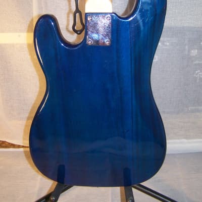 Unbranded "P" Bass Style Guitar, 2000s, Transparent Blue Finish image 6