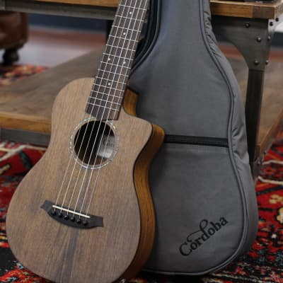 Cordoba Mini O-CE Ovangkol Nylon Travel Guitar w/ Electronics Natural