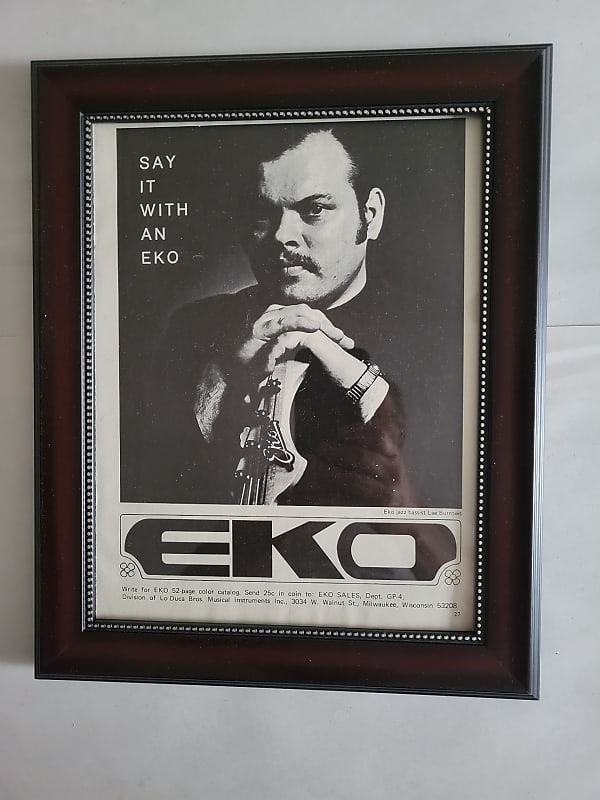 1969 Eko Guitars Promotional Ad Framed Lee Burrows Original Original image 1