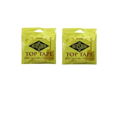 RotoSound Top Tape 2 Pack Monel Flatwound Electric Guitar Strings RS200 12-52 for sale