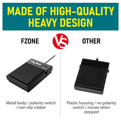 FZONE Sustain Pedal for MIDI Keyboards Digital Pianos Foot Pedal 6.6FT  Extension Cable, Polarity Switch