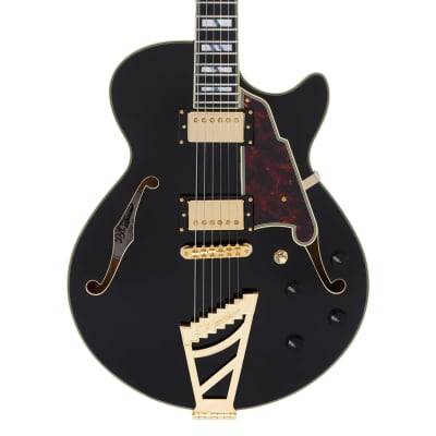 D'Angelico Excel SS Semi-hollowbody Electric Guitar - Solid Black with Stairstep Tailpiece image 4