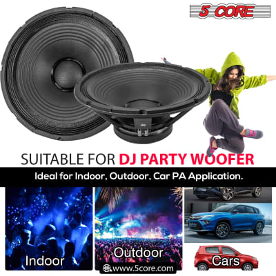 5 Core 15" Inch PA DJ Audio Subwoofer Replacement Speaker Sub Bocina Orador Black PP CONE with rubber edge 8 Ohm , 350 W , Loudspeaker  15 185 AL 350W image 10