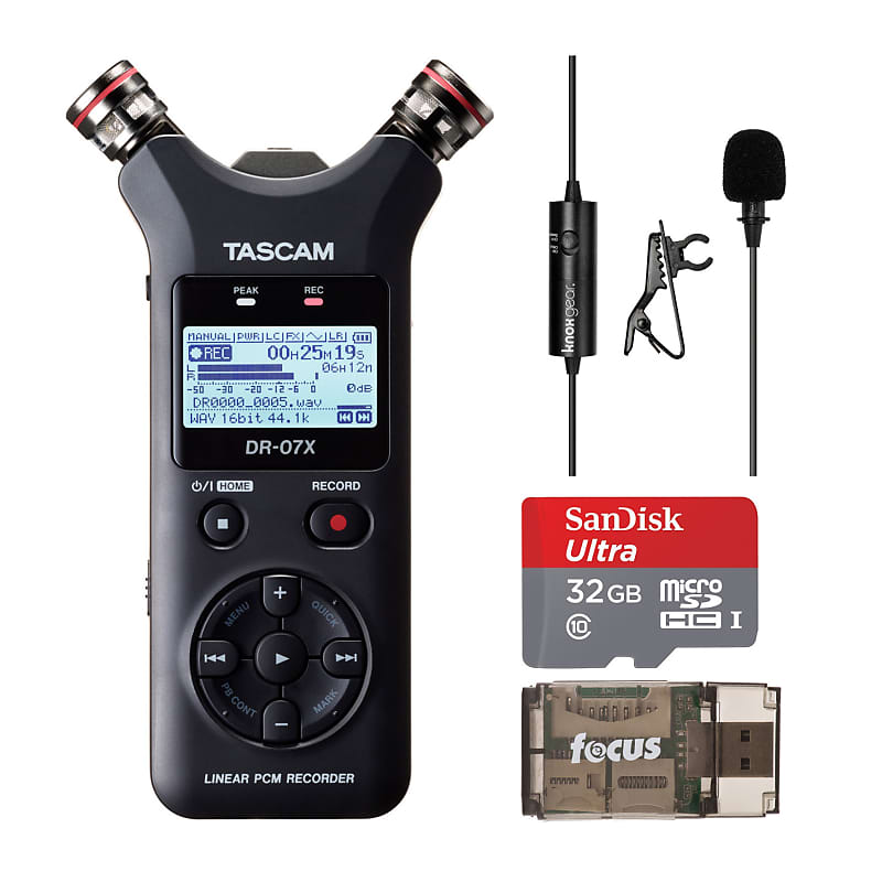 Tascam DR-07X Stereo Handheld Digital Audio Recorder and USB Audio  Interface Bundle with 32GB MicroSD Card