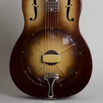 National  Triolian Resophonic Guitar (1932), ser. #2890W, black tolex hard shell case. image 3
