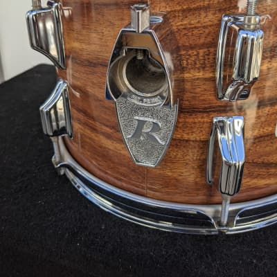 1970s Rogers 8 x 12" Koa (Dark Brown Wood Look) Wrap Tom - Looks And Sounds Great! image 3