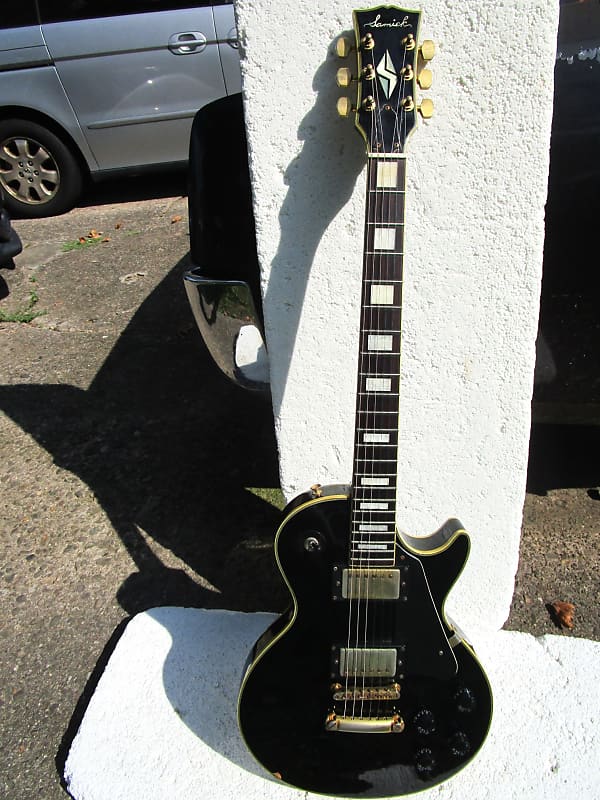 Samick Les Paul Custom Guitar, 1990, Black, Gold Hardware
