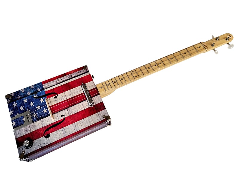 The "Star Spangled" 3-string Acoustic/Electric Cigar Box Guitar image 1