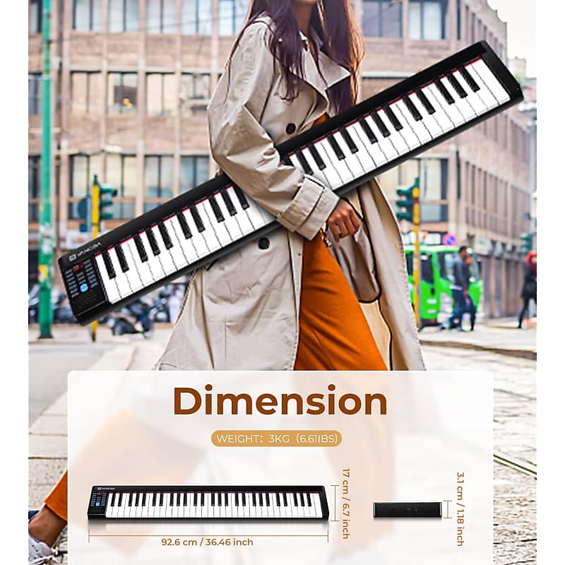 KONIX 88 Key Digital Piano Electric Keyboard Foldable Full Size Lighted  Gifts US