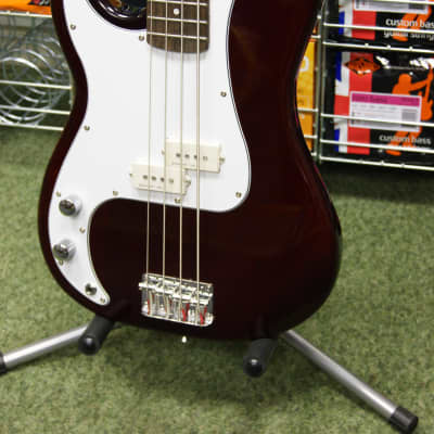 Johnson left handed bass guitar in wine red finish image 10