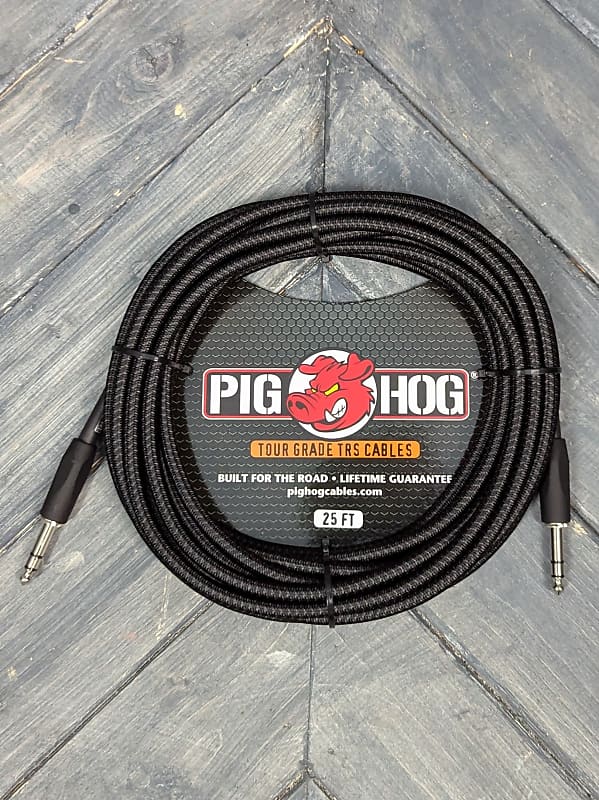 Mint PIG HOG PTRS25BK VINTAGE SERIES “BLACK WOVEN” TRS CABLE, 25 FT image 1